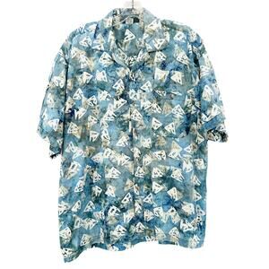 Orvis Blue Watercolor Short Sleeve Button Down Sz L